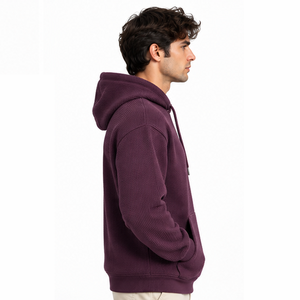 Sudadera con Capucha de Punto Waffle para Hombre, Manga Larga, Térmica, Informal, Deportiva, de Invierno, Estilo Urbano, Sudadera con Capucha Personalizada, Ropa al por Mayor - Product Image 2