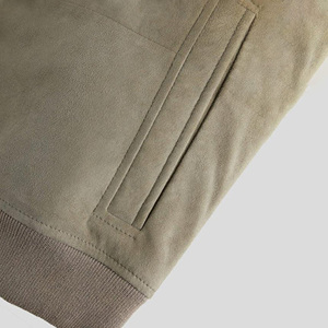 แจ็กเก็ตหนังกลับสีเทาสีเทาสำหรับผู้ชายเสื้อแจ็กเก็ตหนังแกะแฟชั่นลำลองทรงสลิมฟิต - Product Image 3