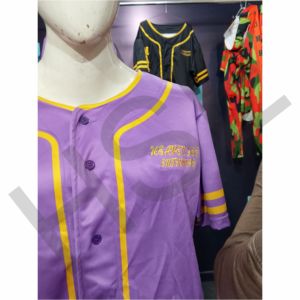 Maillot de baseball personnalisé violet et jaune, uniforme d'équipe léger et respirant - Product Image 4