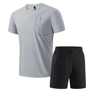 Conjunto de camiseta y pantalones cortos de verano extragrandes para hombre, conjunto de dos piezas de ropa urbana moderna - Product Image 4