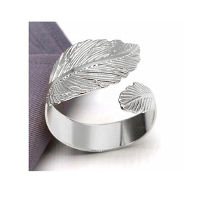 Feuille Design Ronds de Serviette Nappe de Table ou Papier Anneau de Serviette en Métal Servieware Anneau de Serviette Occasion Décoration de Noël et de la Maison - Product Image 2