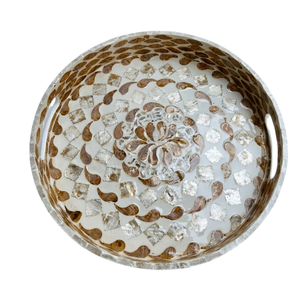 Plateau de service artisanal en nacre incrustée, durable, pour événements spéciaux et rangement - Product Image 2