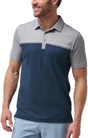 เสื้อโปโลผู้ชายแบบ Color-Block สีกรมท่าและสีขาวตัดกัน ทรงสปอร์ตแห้งเร็ว ระบายอากาศได้ดี เหมาะสำหรับกอล์ฟและชุดลำลองธุรกิจ - Product Image 3