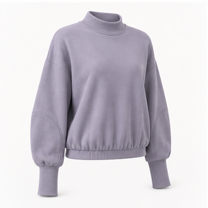 เสื้อสเวตเชิ้ตครอปคอเต่า แขนทรงบอลลูน ขอบยางยืด รุ่น WSS-0043 สีลาเวนเดอร์สำหรับผู้หญิง - Product Image 2