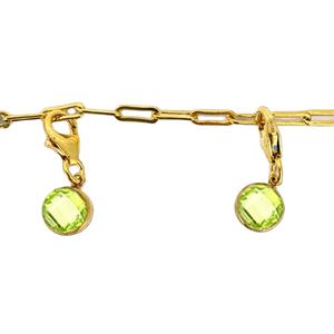 Breloque ronde en quartz péridot avec fermoir mousqueton 6 mm |   Petit pendentif en pierre précieuse plaqué or pour la création de bijoux DIY - Product Image 1