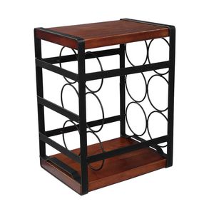 Portabottiglie da Bancone in Legno Rustico Moderno, Supporto per 6 Bottiglie con Materiale in Acciaio Inox, Ferro e Alluminio per Arredamento Casa - Product Image 4