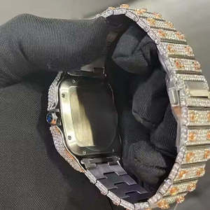 Montres de luxe Hip Hop pour hommes, édition limitée, avec cadran carré, en acier inoxydable, mouvement à quartz, serties de Moissanite couleur D VVS et de diamants, aiguilles serties - Product Image 3