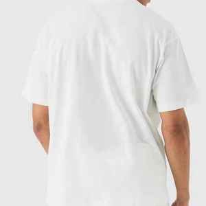 Ensemble T-shirt et short en coton blanc pour homme avec logo OM bleu – Tenue décontractée d'été respirante en maille à col ras du cou - Product Image 2