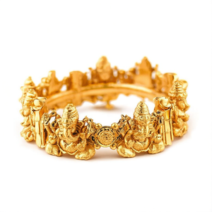 Gold Plated <b>Copper</b> Elephant Temple Kada <b>Bangles</b> Ethnic Charm Bracelets - Product Image 2