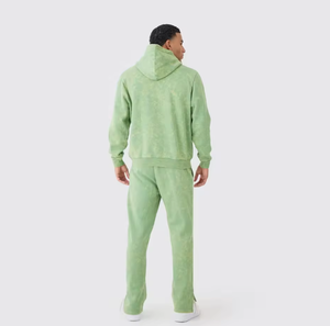 Conjunto Deportivo Informal de Dos Piezas para Hombre, Sudadera con Capucha Lavada de Estilo Vintage y Pantalones de Pierna Recta - Product Image 4