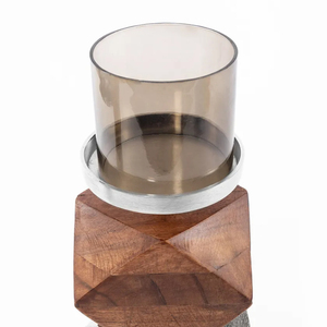 Porte-bougie en bois artisanal Hurricane T Light avec design géométrique, décoration de mariage, porte-bougie pilier pour centre de table - Product Image 3