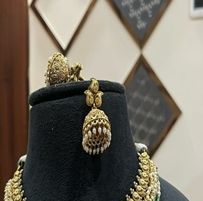 Collar Glamuroso de Primera Calidad Chapado en Oro con Aretes, Conjunto de Joyería con Aspecto de Perla para Regalo de Boda, Elegante para Fiestas - Product Image 2