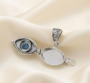 NIKHIL GEMS Vintage Eye Shape <b>Locket</b> Pendant 925 Sterling <b>Silver</b> Blue Topaz Bezel Setting Unisex Everyday Wear Charm <b>Silver</b>/Gold - Product Image 5