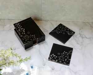 Artistic Resin Enamel coaster <b>Set</b> With Floral Pattern Customized Square Design For Home Decoration - Product Image 1
