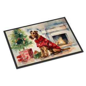 Irish Terrier Cozy Christmas Paillasson Antidérapant Lavable Low Pile 24H X 36W Intérieur Extérieur Tapis D'entrée pour Porte D'entrée - Product Image 1