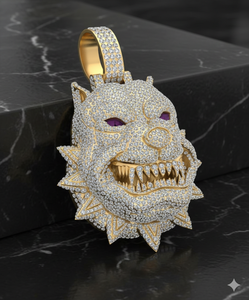 Iced Out Round Cut labgrown diamond Crown With ghost Face Pendant Party Hip Hop Party With gold Fine Jewelry Pendants - Product Image 6