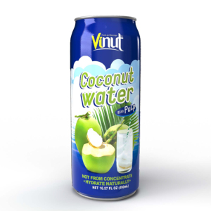 Agua de coco con pulpa OEM ODM Etiqueta privada Bebidas Mfr Formulación personalizada Fábrica de Vietnam 490ml Lata de aluminio 24 latas de cartón - Product Image 1