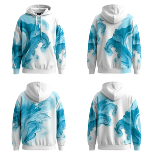 Sudadera Moderna para Hombre, Color Blanco Nieve, Algodón Premium, con Diseño Degradado Aqua Energy, Estilo Relajado para Uso Diario - Product Image 4