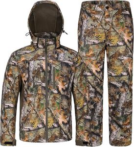 Ensemble veste et pantalon de chasse camouflage pour homme, vêtements d'extérieur imperméables en softshell, vêtements d'automne - Product Image 1