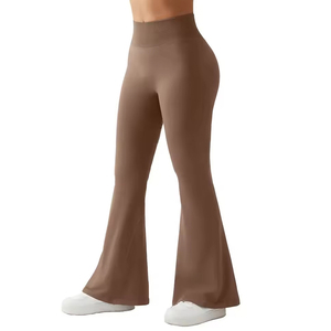 Women's Trendy Flare Pants with Mid Waist Regular Fit 100% Polyester Anti-Pilling for Autumn Season - Product Image 3