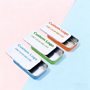 Caja de lata pequeña vacía con relieve, caja de embalaje de Metal personalizada, contenedor de lata Rectangular deslizante, venta al por mayor - Product Image 2