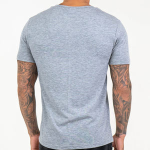 Camiseta de manga corta de alta calidad, corte ajustado, con impresión de logotipo personalizado, lavada, transpirable, de algodón, con cuello redondo, para hombre. - Product Image 4