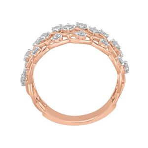 Anillo de cóctel de oro rosa con corazón y diamante redondo cultivado en laboratorio con diseño calado - Product Image 3