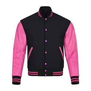 Service OEM personnalisé – Blouson de baseball vintage pour homme avec manches en polyester/coton et patchs brodés rayés sur le devant – Collection Automne/Hiver - Product Image 1