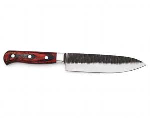 Cuchillo de Cocina de Acero Forjado a Mano con Acabado Martillado y Mango de Madera Pakka, Herramienta Culinaria - Product Image 1