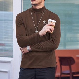 Simple Solid Color Pullover Top with Soft Fabric and Comfortable <b>Neck</b> Fit <b>Men</b> <b>Turtle</b> <b>Neck</b> Shirt - Product Image 3