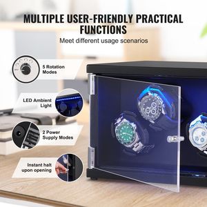 Super silenzioso giapponese Mabuchi Motors Watch Winder 4 orologi automatici per uomo donna blu LED luce accessori per schede ad alta densità - Product Image 5