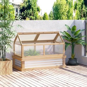 Fioriera Rialzata Naturale 48"x24"x32.25" in Legno per Serra, Protezione per Fiori e Piante da Freddo - Product Image 2