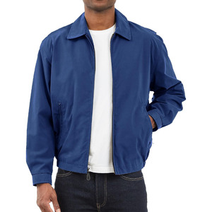 Blouson Bomber Bleu pour Homme, Fermeture Éclair, Col Rabattu, Coupe Droite, Vêtement d'Automne, Couleur Unie, Extérieur en Polyester - Product Image 1