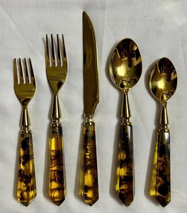 Sustainable <b>Flatware</b> Set 18/8 Stainless Steel With Premium Resin Handle Cutlery Set Durable Mirror Polish Dinnerware Utensil - Product Image 2