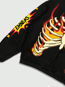 Sudadera con capucha y cremallera completa de algodón de 300 g/m² para hombre, personalizada con estampado en relieve y bordado, del fabricante - Product Image 3