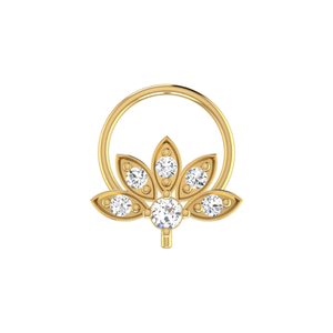 AJRETAIL Clou de nez en diamant naturel de 0,08 carat, taille brillant rond, or 14 carats, style ethnique, pour femme, couleur HI, clarté VS-SI - Product Image 1
