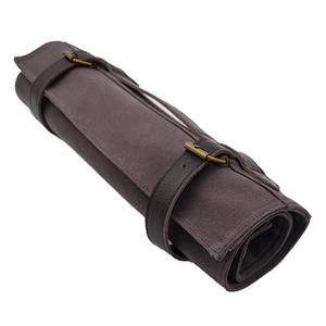 Dark Brown Canvas <b>Tool</b> <b>Roll</b> With Leather Straps And Brass Buckles Durable Equipment Storage Bag - Product Image 6