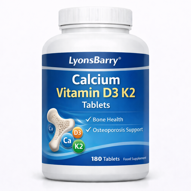 Lyonsbarry Calcium Magnesium Zinc D3 K2 Tablets 60 Count 500mg for Adult Bone Density Joint Support Nutraceutical Dietary