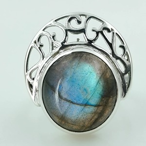 <b>Labradorite</b> <b>Ring</b> 925 Sterling Silver Handmade Boho Statement Promise Jewelry for Women Natural Round Shape Gemstone Jewelry - Product Image 4