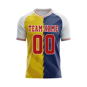 Camiseta de Fútbol Personalizable y Transpirable, con Rayas/Cuadros, Nombre del Equipo en el Frente, Logotipo, Mangas Cortas, Impresión Digital, 100% Poliéster, Suministro OEM - Product Image 1