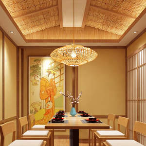 Luminaire suspendu en rotin naturel tissé pour la décoration du plafond de la maison, éclairage intérieur et design d'intérieur - Product Image 6
