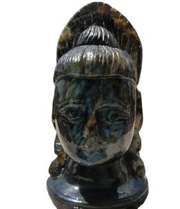 Escultura de piedras preciosas de labradorita hecha a mano, cabeza de Buda moderna tallada, arte religioso de tendencia y estatua coleccionable de la India - Product Image 5
