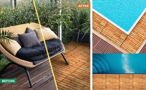 Azulejos de madera de acacia de 300x300mm de estilo moderno, azulejos de cubierta DIY para exteriores, interiores lisos y exteriores, jardín, terraza, decoración de patio trasero - Product Image 3