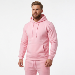 Chándal Unisex Rosa con Capucha, Manga Larga, Color Sólido, Ropa Casual, Transpirable, Algodón, Corte Regular, Atuendo de Otoño - Product Image 6