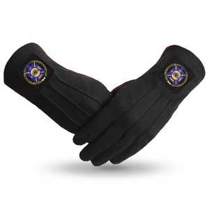 Guantes de algodón negros hasta la muñeca con emblema masónico - Product Image 1