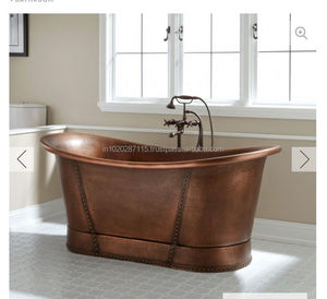 อ่างอาบน้ำทำด้วยมือทองแดงบริสุทธิ์ออกแบบอิสระสำหรับบ้านสไตล์วินเทจที่ทันสมัยพร้อมการติดตั้งในห้องน้ำที่ได้รับแรงบันดาลใจจากบ้านไร่ - Product Image 6