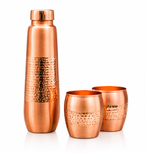 Botella de Agua de Cobre con 2 Tazas, Juego de Bebidas Reutilizables de Metal, Accesorios Modernos para Bar, Viajes, Hogar y Oficina - Product Image 1