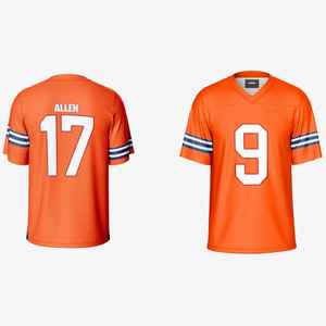 เสื้อฟุตบอลอเมริกันคุณภาพสูงขายส่ง โพลีเอสเตอร์ 100% แบบสั้น สกรีนชื่อทีม พิมพ์ตัวอักษรทีม ระบายอากาศ แห้งเร็ว - Product Image 6