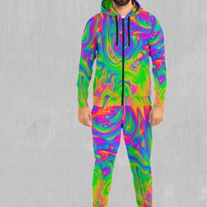 Ensemble de survêtement unisexe arc-en-ciel à capuche avec fermeture éclair, manches longues, vêtements de sport décontractés, respirant, en polyester, veste et pantalon assortis, adulte, printemps - Product Image 6