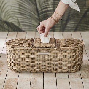 Elegant <b>Large</b> Rectangular Rattan Tissue Box Storage Basket With Lid Handmade Home Organizer - Product Image 1